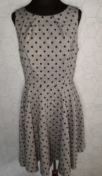 ELLE Plaid polka-dot flare dress in gray/black - Picture 8 of 16